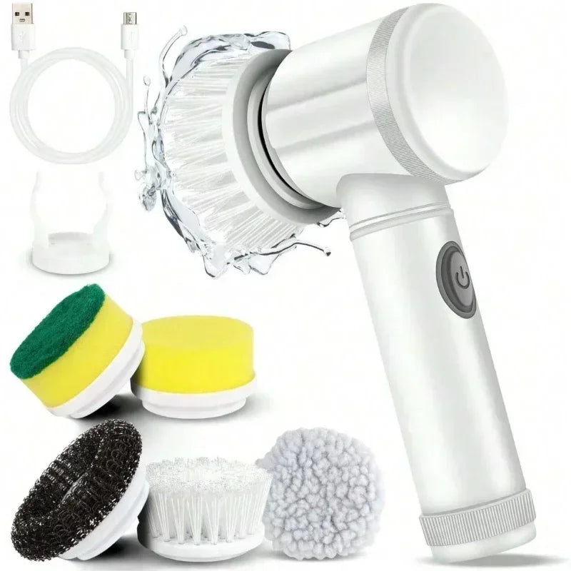 Handheld Electric Spin Scrubber with 5 Cleaning Heads