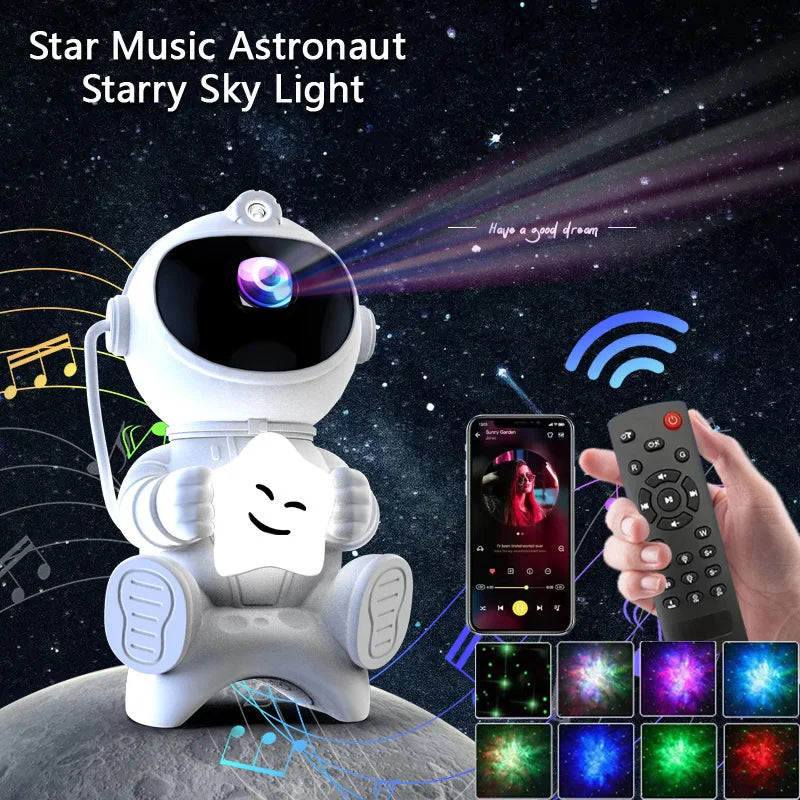 Astronaut Galaxy Projector Night Light with Bluetooth Speaker