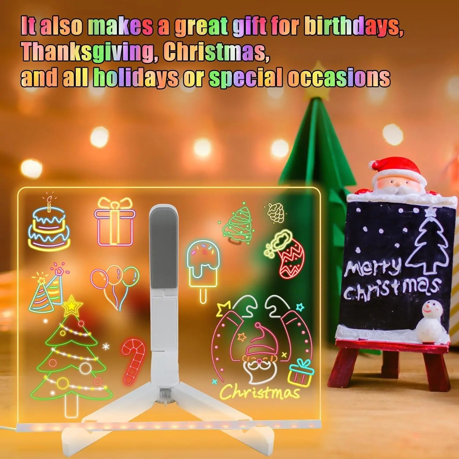 LED Message Board Night Light – Reusable Acrylic Writing Board with Color Pens