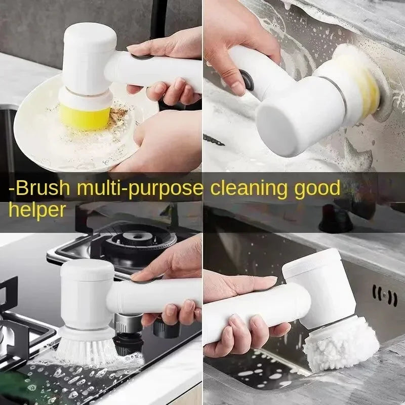 Handheld Electric Spin Scrubber with 5 Cleaning Heads