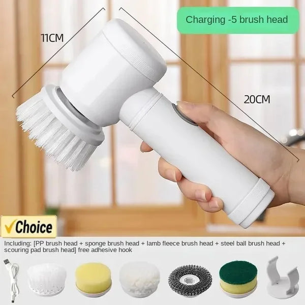 Handheld Electric Spin Scrubber with 5 Cleaning Heads