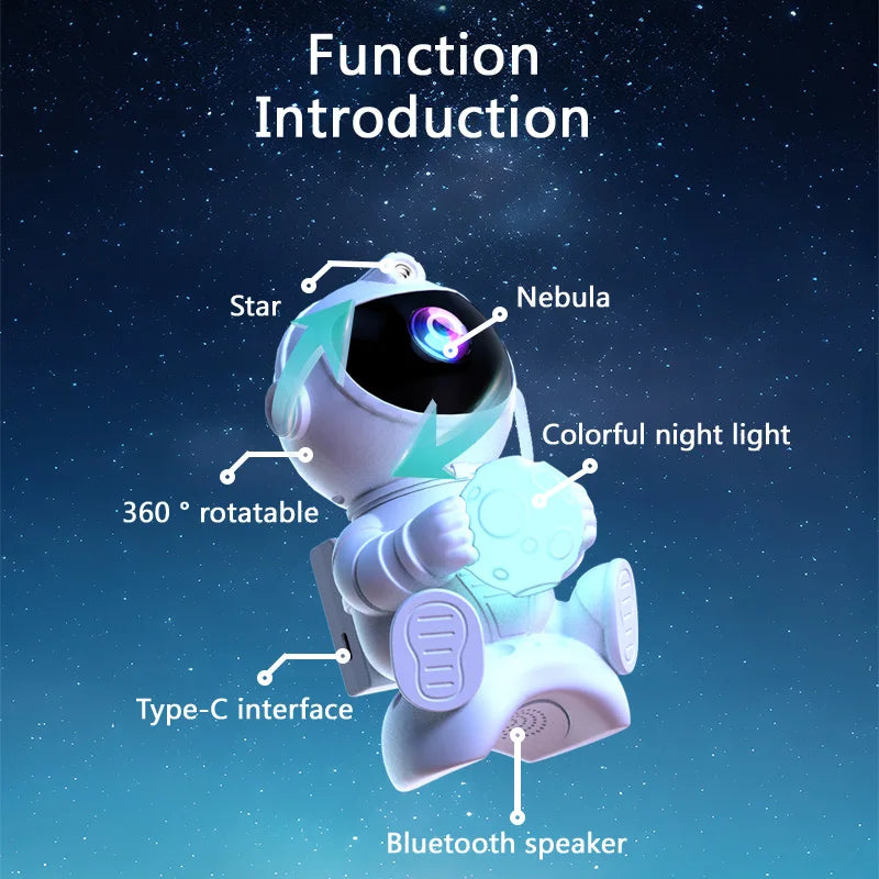 Astronaut Galaxy Projector Night Light with Bluetooth Speaker