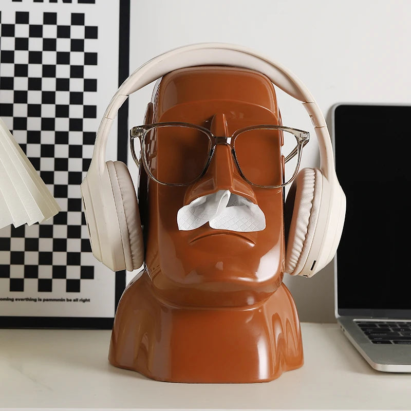 Moai Statue Tissue Box & Organizer Stand