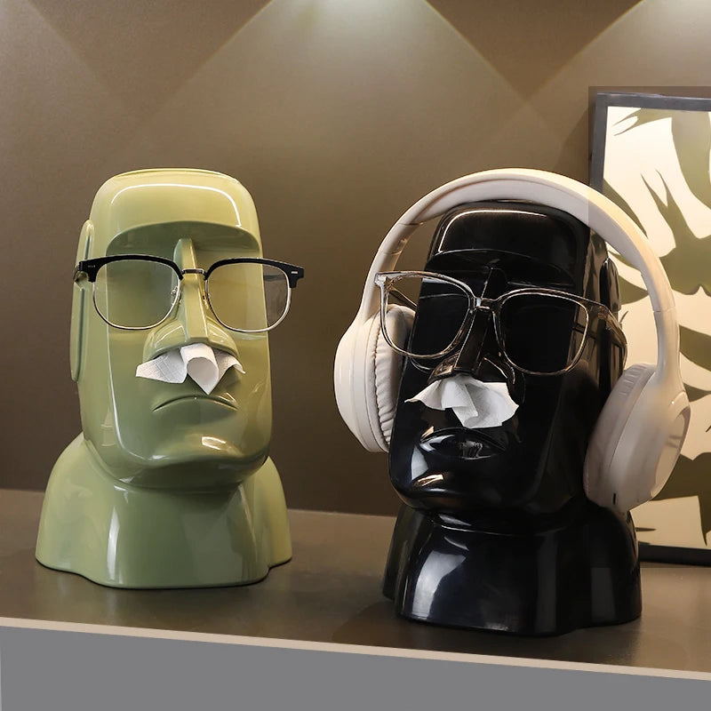 Moai Statue Tissue Box & Organizer Stand