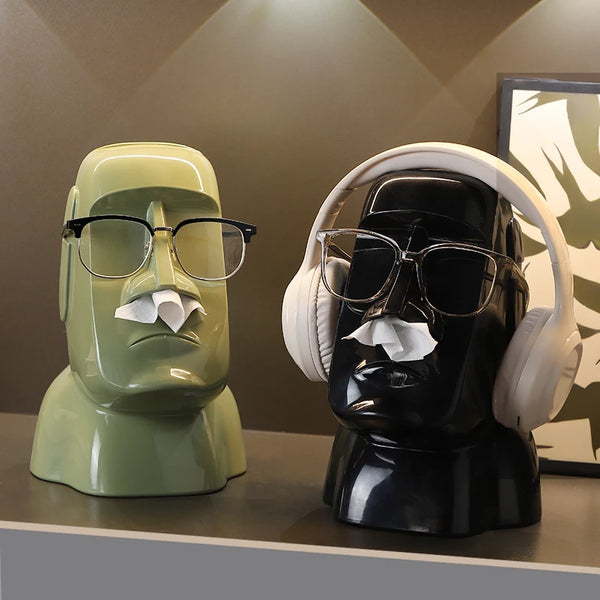 Moai Statue Tissue Box & Organizer Stand